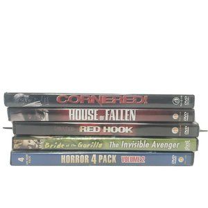 Lot of 5 Horror Sealed DVDs - 9 Movies - Red Hook, House of Fallen, Cornered